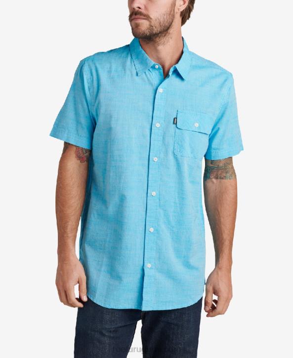 azul claro de las estrellas R2BV643 camisa de manga corta winfred Reef hombres