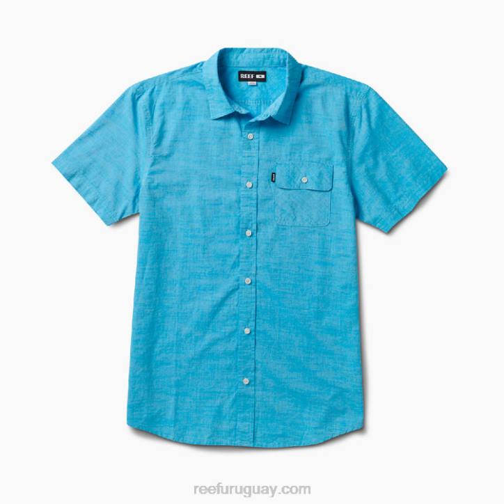 azul claro de las estrellas R2BV643 camisa de manga corta winfred Reef hombres