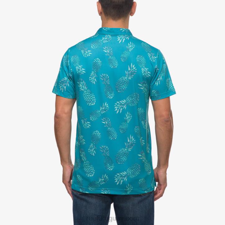 azulejo azul R2BV652 polo de manga corta con volante Reef hombres