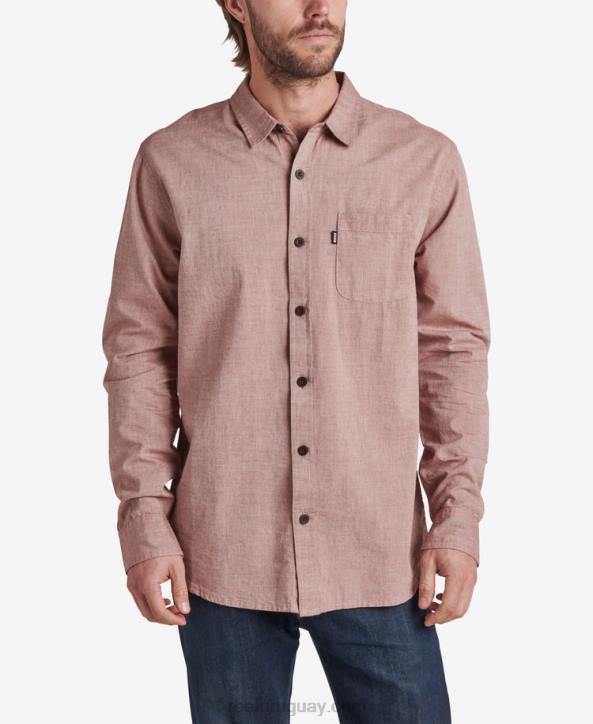 caoba R2BV657 camisa de manga larga de estuardo Reef hombres