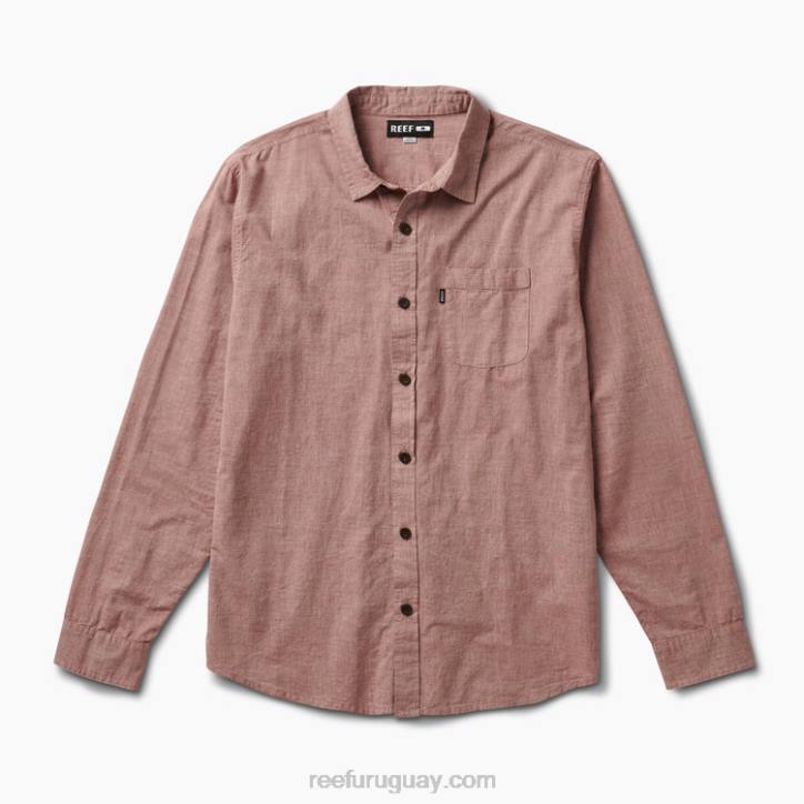 caoba R2BV657 camisa de manga larga de estuardo Reef hombres