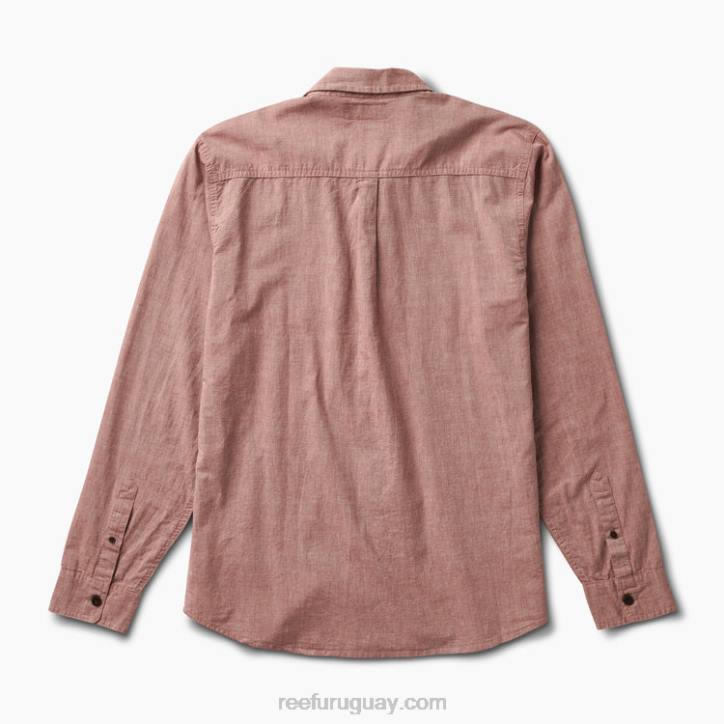 caoba R2BV657 camisa de manga larga de estuardo Reef hombres