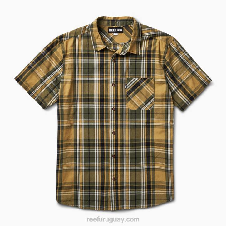 semillas de hinojo R2BV662 camisa tejida de manga corta pardy Reef hombres