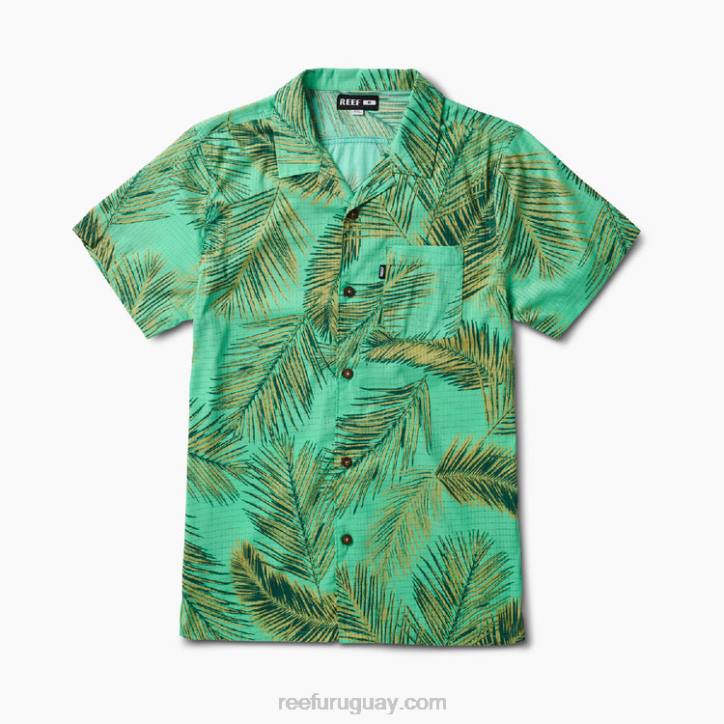 verde electrico R2BV668 camisa de manga corta peters Reef hombres