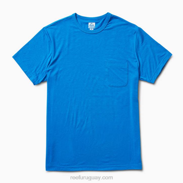 azul francés R2BV598 camiseta smith de punto con bolsillo y manga corta Reef hombres