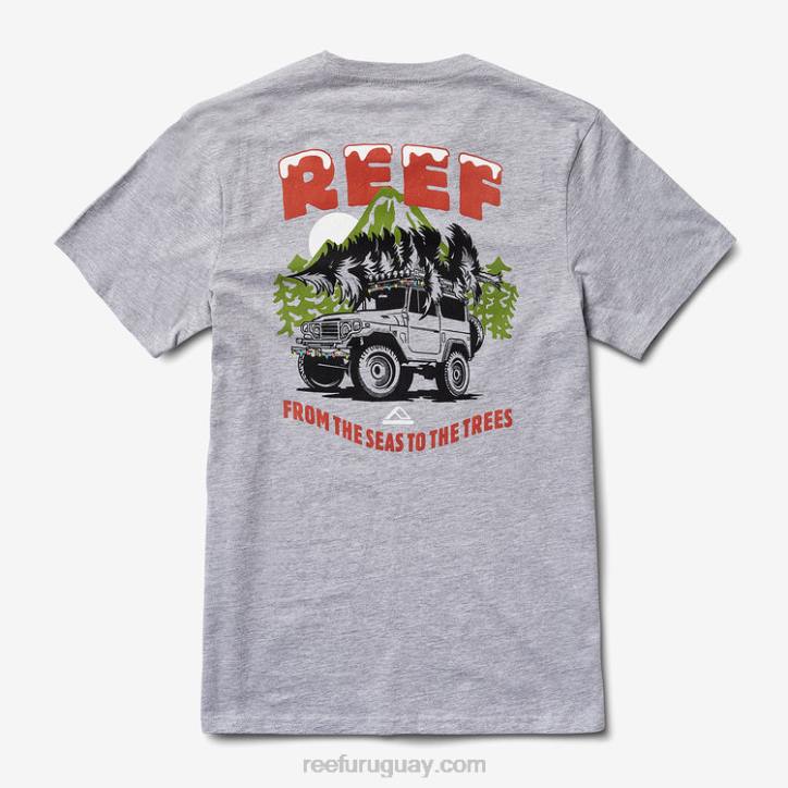 cuero gris R2BV587 camiseta de manga corta de madera Reef hombres
