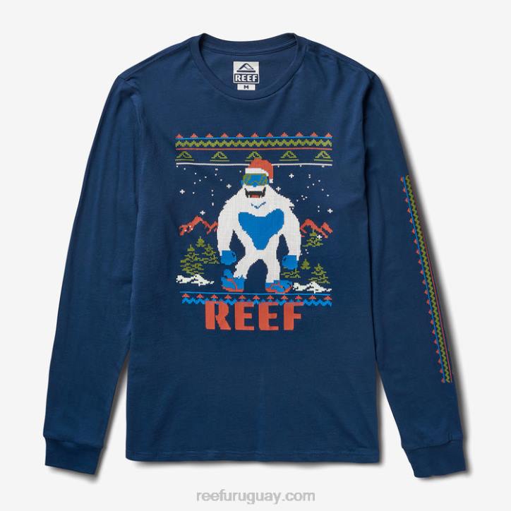 insignias azules R2BV595 camiseta de manga larga con animal fiestero Reef hombres