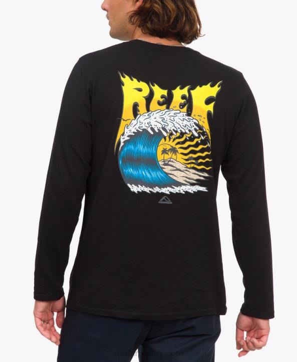 negro R2BV589 camiseta de manga larga carson recyclo Reef hombres