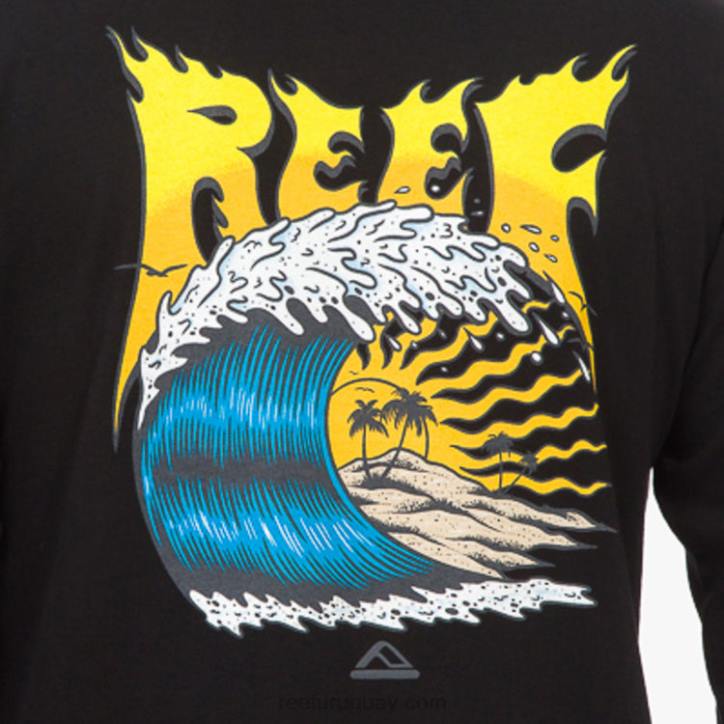 negro R2BV589 camiseta de manga larga carson recyclo Reef hombres