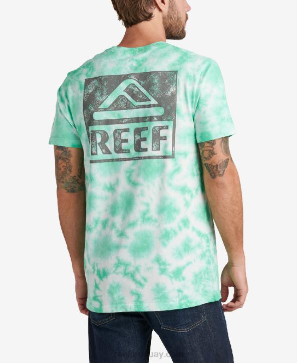 verde electrico R2BV618 camiseta de manga corta con teñido anudado Reef hombres