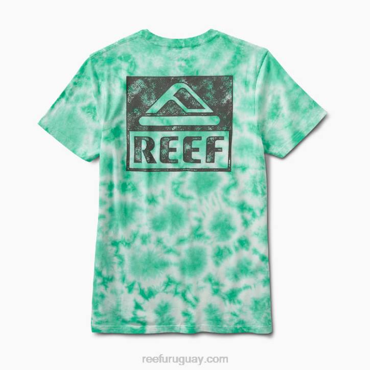 verde electrico R2BV618 camiseta de manga corta con teñido anudado Reef hombres