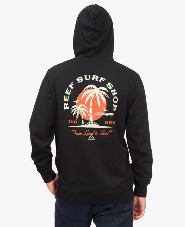negro R2BV728 barajar sudadera con capucha Reef hombres