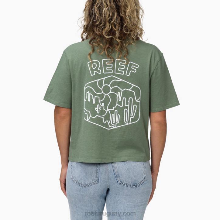 espuma marina R2BV277 playera boxy de manga corta con cactus Reef mujer