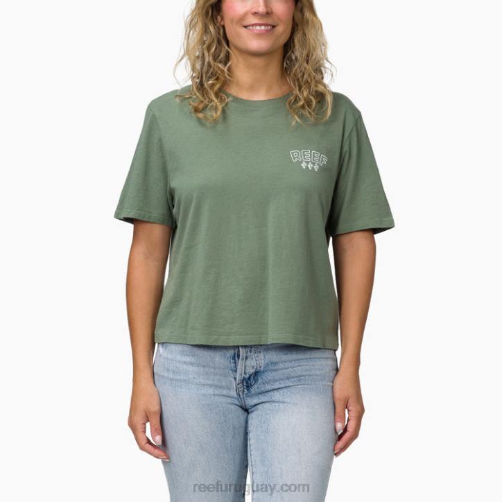espuma marina R2BV277 playera boxy de manga corta con cactus Reef mujer