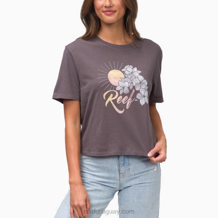 gris R2BV279 camiseta corta de manga corta plumeria Reef mujer