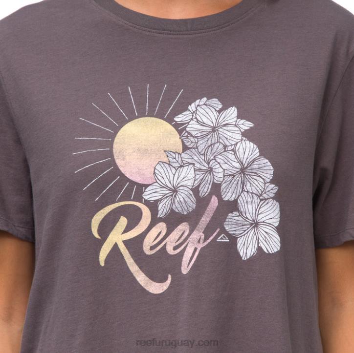 gris R2BV279 camiseta corta de manga corta plumeria Reef mujer
