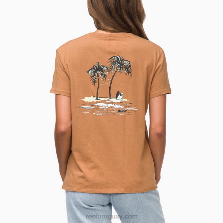 marrón R2BV275 camiseta de manga corta vacay Reef mujer